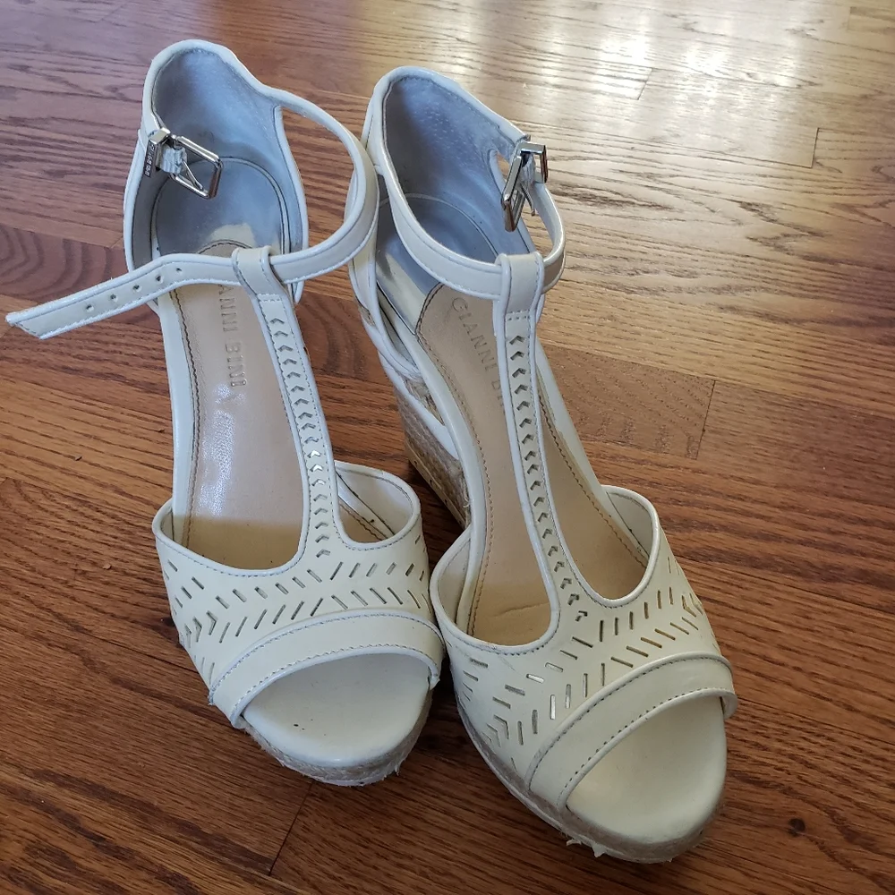 Gianni Bini Cream Wedge Espadrille Heels